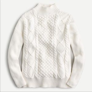 J Crew Long cotton cable-knit mockneck sweater - natural color size medium